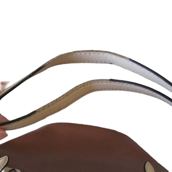 Michael Kors Jet Set Tote Bag Brown Tan Leather Adjustable Straps Classic Flaws - Picture 9 of 14